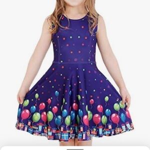Colorful Balloon Print Kids Casual Dress Size XL
